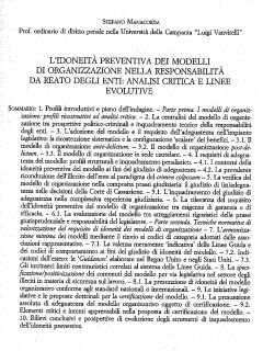 Di grande interesse l&#039;articolo del Prof. Stefano Manacorda, L’idoneità preventiva dei modelli di organizzazione nella responsabilità da reato degli enti: analisi critica e linee evolutive