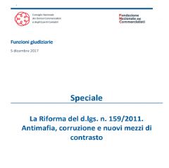 La Riforma del d.lgs.n.159/2011. Antimafia, corruzione e nuovi mezzi di contrasto